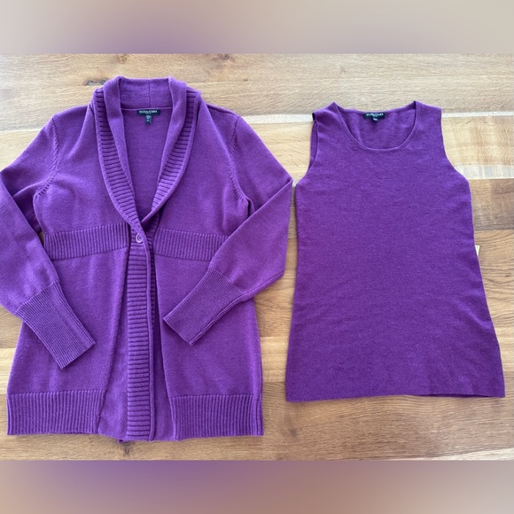Eileen Fisher Purple Women´s Sweater Set Merino Wool SP